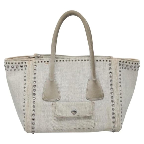 PRADA Bijoux Hand Bag Canvas 2way Gray Auth 113442 - Picture 3 of 16